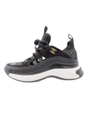 Chanel Sneakers CC Logo Quilted Embossed Sole Shoes Black